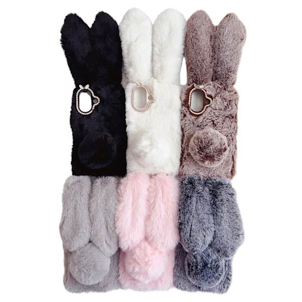Fluffy Rabbit iPhone 16 deksel - Rosa Pink