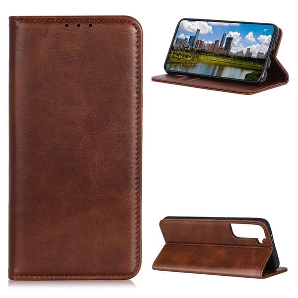 Flip Etui med Pung i Ekte Lær til Samsung Galaxy S21 Plus - Kaffe Brown