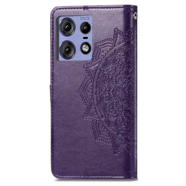 Mandala Motorola Edge 50 Pro nahkakotelo - Violetti Purple