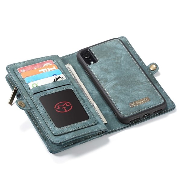 CASEME iPhone Xr mobilfodral delat läder silikon avtagbar plånboksdesign – Blå Blå