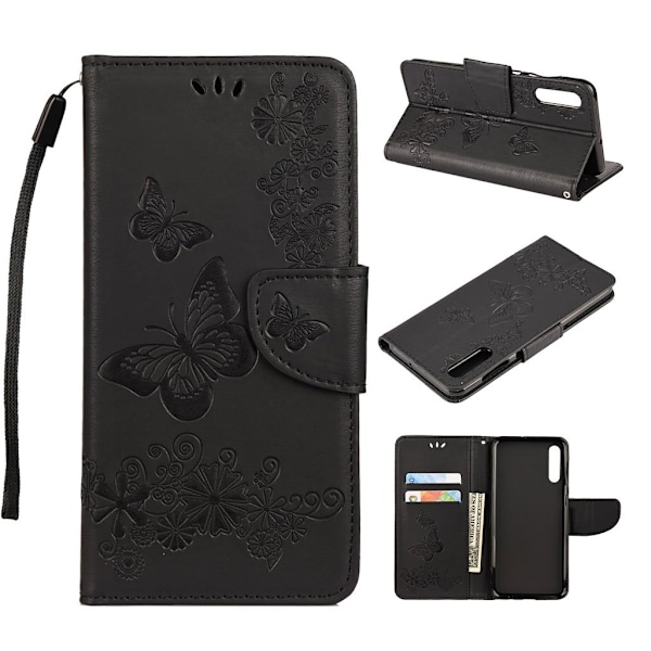 Butterfly läder Samsung Galaxy A50 fodral - Svart Svart