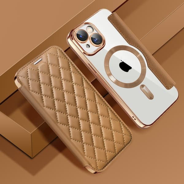 iPhone 15 Plus RFID-sulku nahkakotelo, jossa on linssikalvo - Ruskea Brown