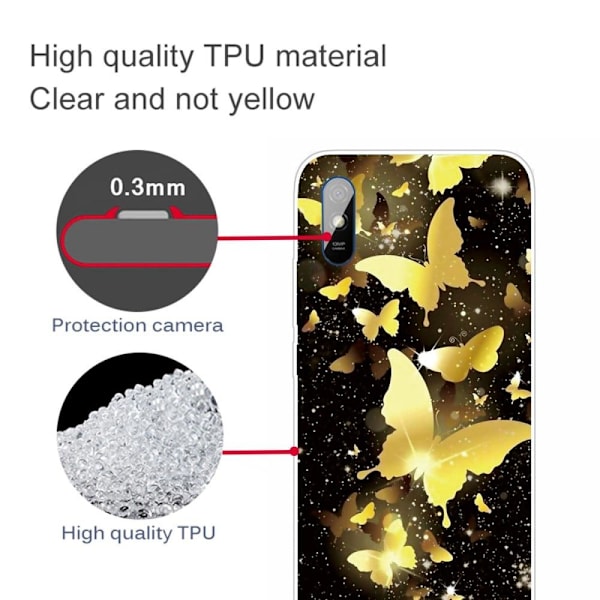 Deco Xiaomi Redmi 9A skal - Guldfärgade Fjärilar Guld