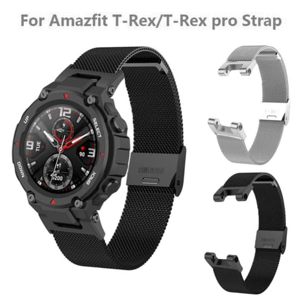 Amazfit T-Rex Pro / T-Rex / Ares klockarmband i rostfritt stål - Svart Svart