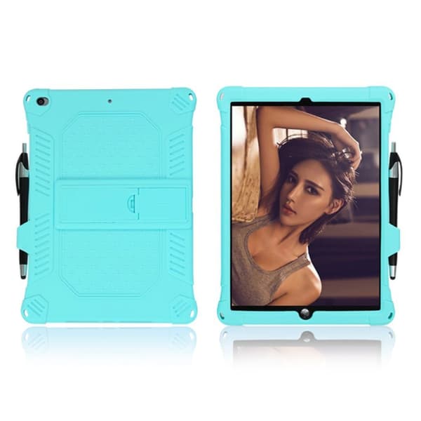 iPad 10.2 (2019) / Air (2019) flipfodral i läder med fast tema - Cyan Grön