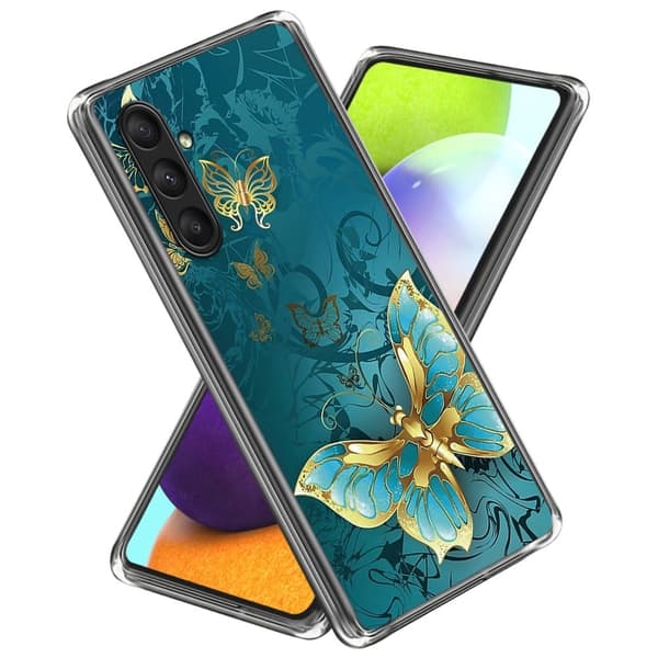 Deco Samsung Galaxy A25 cover - Gylden Sommerfugl Blue