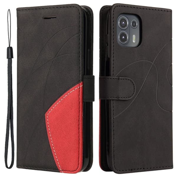 Teksturert læretui med stropp for Motorola Edge 20 Lite - Svart Black