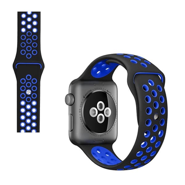 Apple Watch Series 5 / 4 40 mm urrem med to farver - Sort / Blå Black