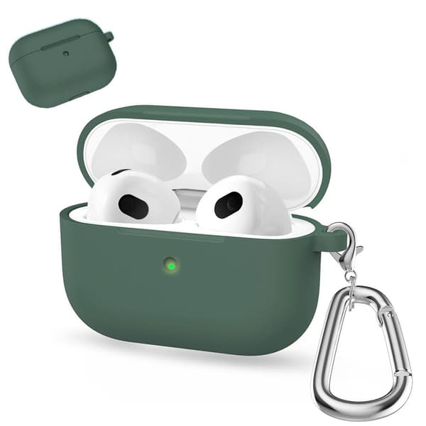 AirPods silikonetui med karabinkrok - Olivengrønn Green