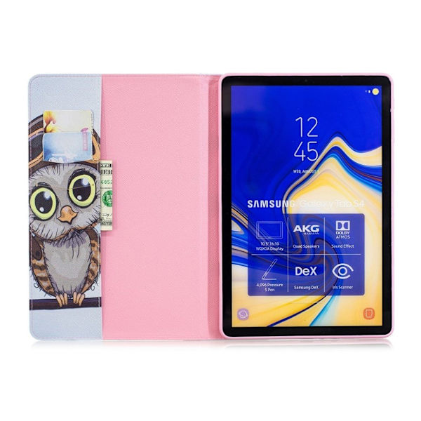 Samsung Galaxy Tab S4 PU-läderfodral med mönster - Vacker Uggla multifärg