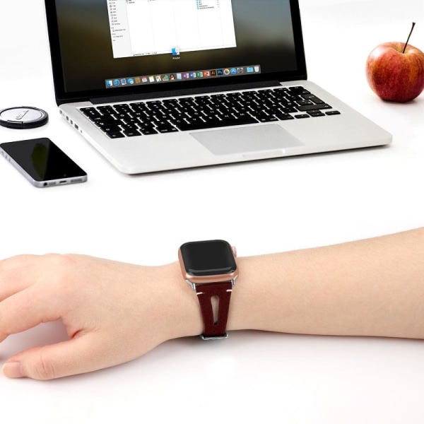 Apple Watch (45mm) Top Layer Cowhide Aitoa Nahkaa Rannekellon Na Red