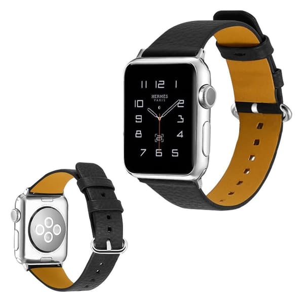 Apple Watch Series 3/2/1 42mm litchi-tekstur-urrem - Sort Black