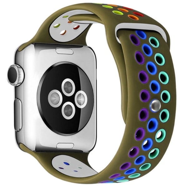 Apple Watch (41mm) dual color rainbow silicone watch strap - Arm Grön