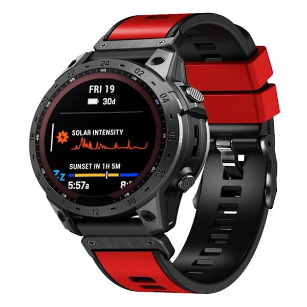 Dobbeltfarvet silikoneurrem til Garmin Watch og Coros Vertix - Rød / Sort Red