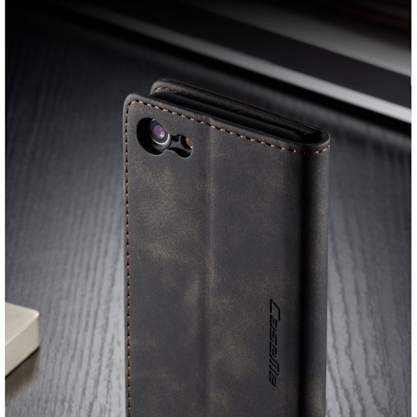 CaseMe iPhone SE 2020 Vintage kotelot - Musta Black