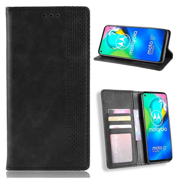 Bofink Vintage läder Motorola Moto G8 Power fodral - Svart Svart