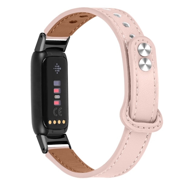 Fitbit Luxe urrem af okselæder i øverste lag med sort stik - Lyserød Pink