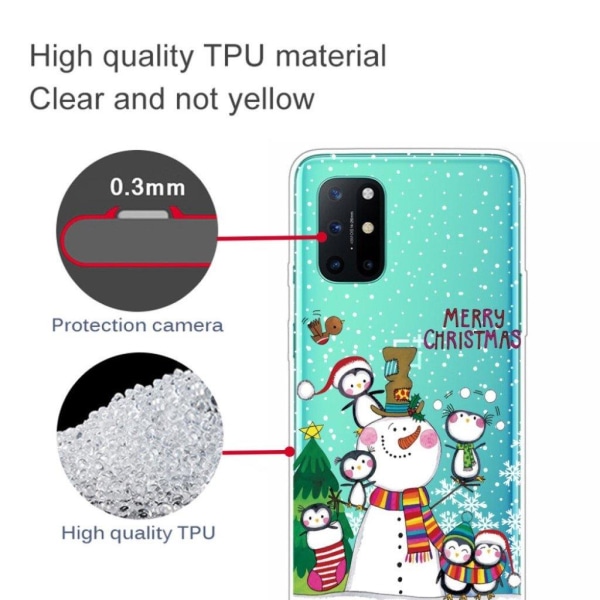 Christmas OnePlus 8T etui - Snowman and pingvin White