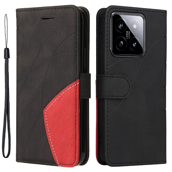 Tekstureret Xiaomi 14 læderetui med rem - Sort Black