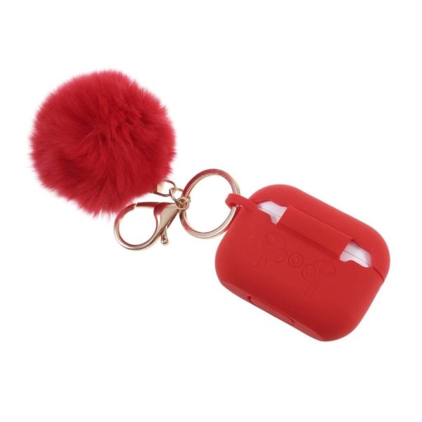 AirPods Pro silicone furball adornment case - Red Red