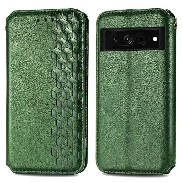 Nahkakotelo With A Stylish Rhombus Imprint For Google Pixel 7 Pro - Vihreä Green