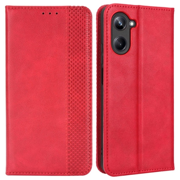 Bofink Vintage Realme 10 Pro Læretui - Rød Red