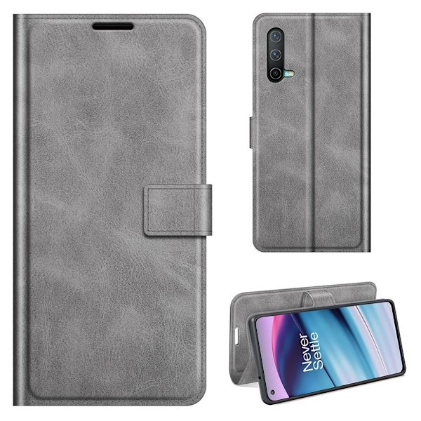 Lompakko Nahkakotelo For OnePlus Nord CE 5G - Harmaa Silver grey