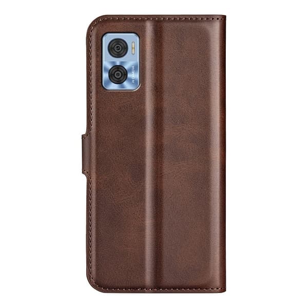 Læretui med Lommebok til Motorola Moto E22 - Brun Brown