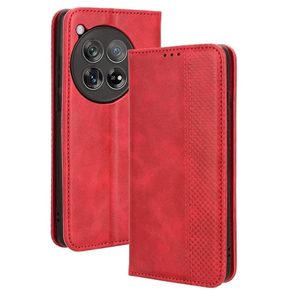 Bofink Vintage OnePlus Ace 3 / OnePlus 12R lærveske - Rød Red