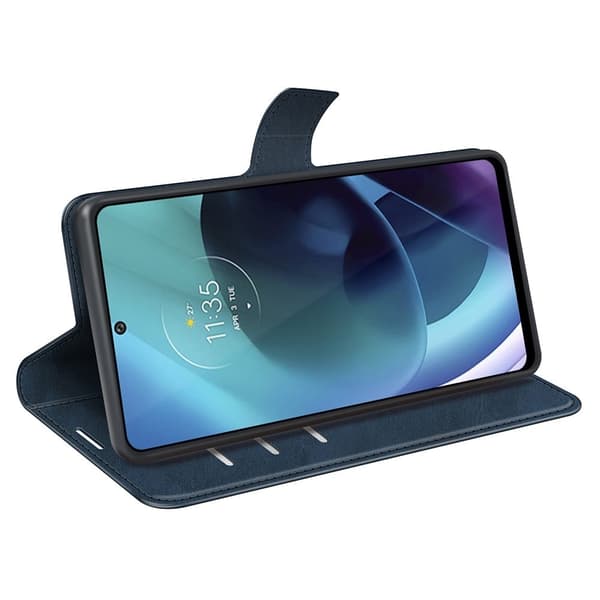 Læretui med Lommebok til Motorola Moto G71 5G - Blå Blue