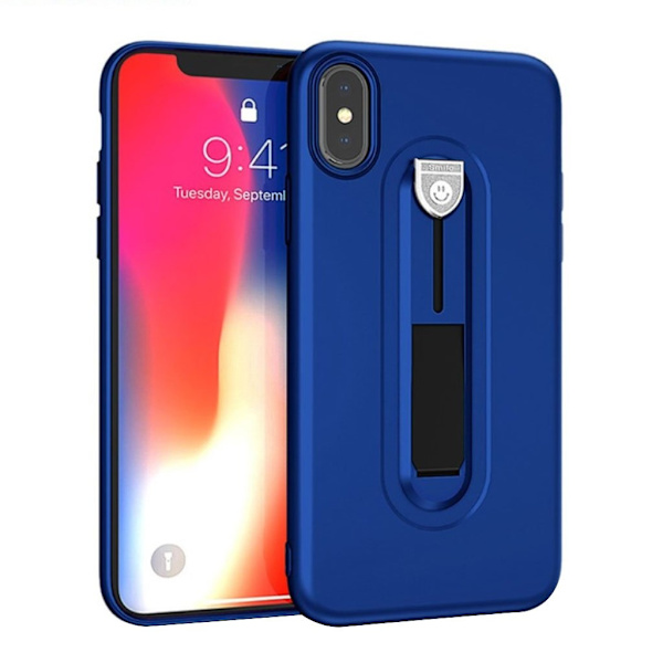 iPhone Xs Max kickstand stødsikkert, mat etui - Mørkeblå Blue