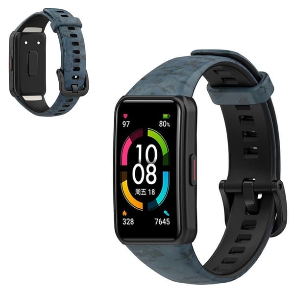 Honor Band 6 stilfuld printet silikone urrem - Mosaik Blue