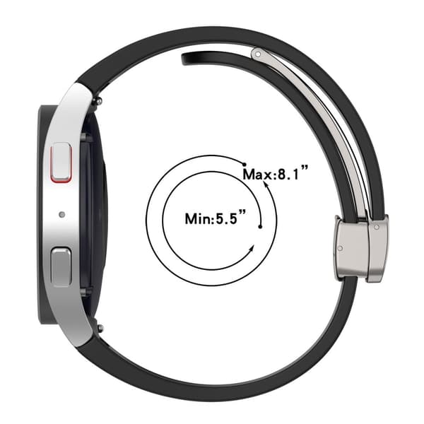 Samsung Galaxy Watch7 40mm magnetiskt vikbart klockarmband med silverspänne Silikonarmband - Ljusgrå Silvergrå