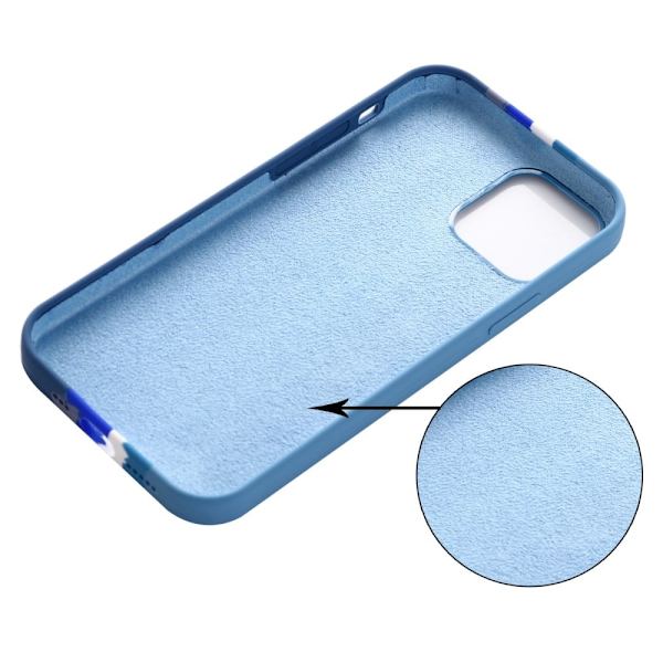 iPhone 15 Pro Max Rainbow Rubberized Liquid Silicone and Bumpresistent Anti-scratch Cover Fiber Lining Phone Case - Blå Blue