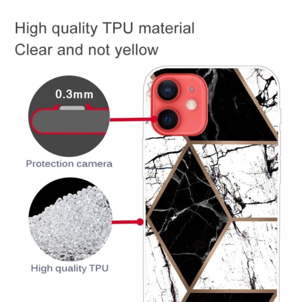 Marmormotiv iPhone 13 skal - Svart Och Vit Marmorform multifärg