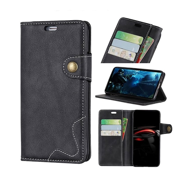 Sony Xperia XZ4 s-formet tekstureret læder flip etui - Sort Black