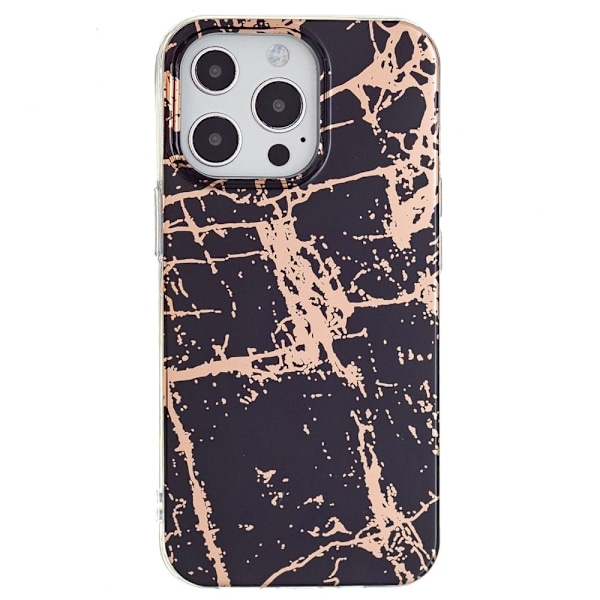 Marble iPhone 14 Pro Max Etui - Svart / Gull Multicolor