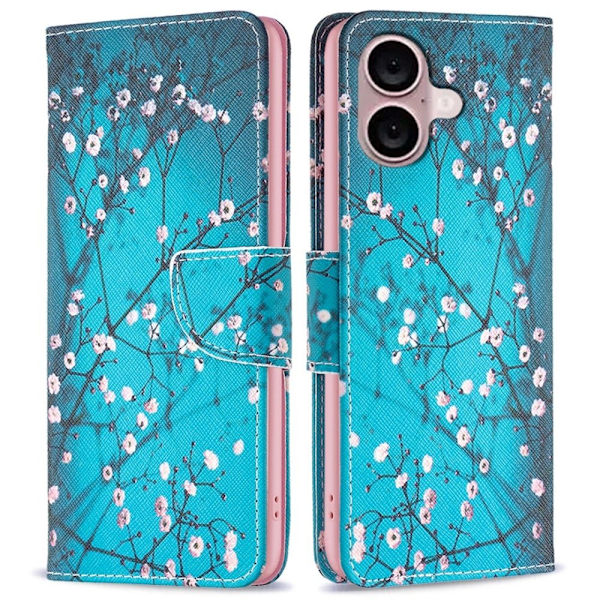 Wonderland iPhone 16 Plus flip etui - Blommeblomst Blue