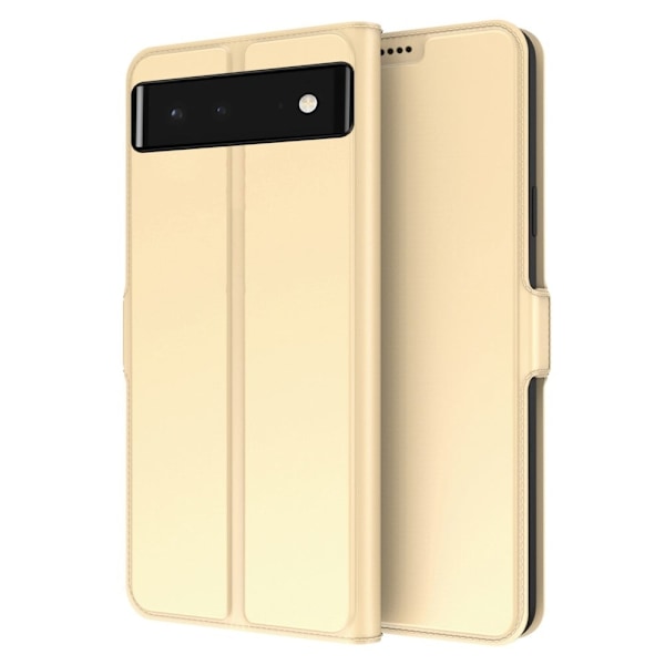 Glat og tyndt premium Google Pixel 6 læderetui - Guld Gold