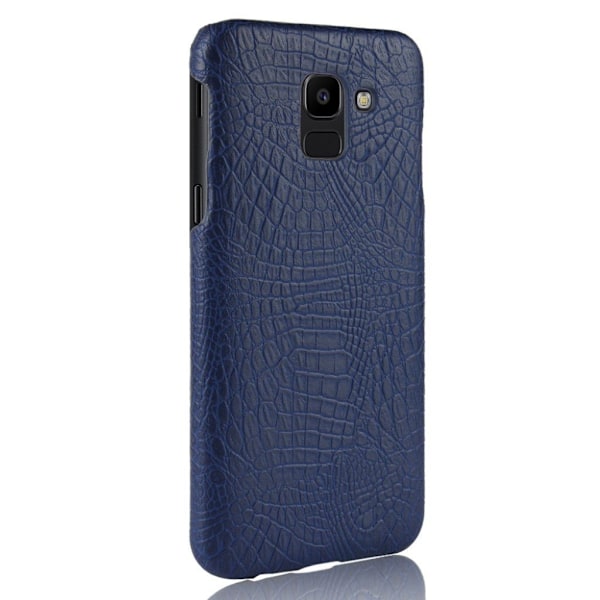 Samsung Galaxy J6 (2018) mobiletui i kunstlæder med krokodille tekstur - Blå Blue
