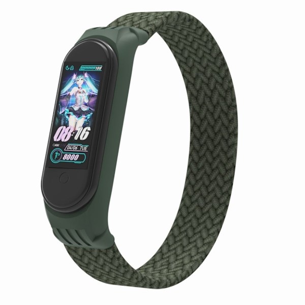 Xiaomi Mi Band 5 / 4 / 3 elastic nylon watch band - Dark Green / Size: M Grön