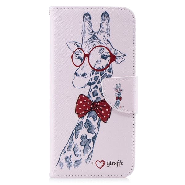 Huawei Mate 20 Lite mönstrat flipfodral i läder - Giraff Med Glasögon multifärg