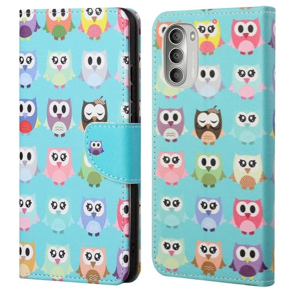 Wonderland Motorola Moto G51 5G Flip Etui - Søde Ugler Multicolor
