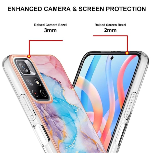 Marble Xiaomi Redmi Note 11T 5G Etui - Milky Way Marmor Blue Multicolor