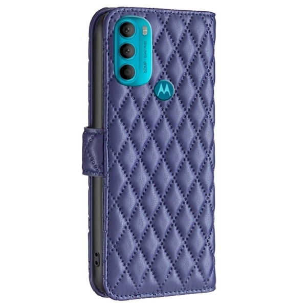 Rombuskuvioinen matta läppäkotelo Motorola Moto G71 5G - Sininen Blue