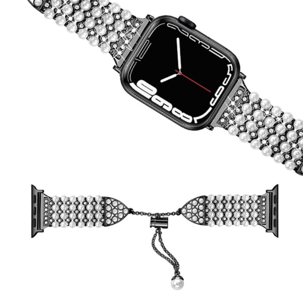 Apple Watch (41mm) rhinestone faux pearl décor watch strap - Bla Svart