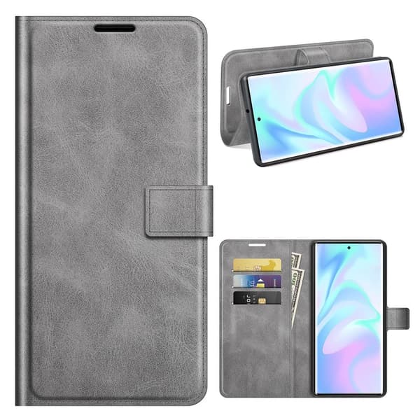 Hållbart konstläder ZTE Axon 30 Ultra 5G fodral med plånbok - Silver/Grå Silvergrå