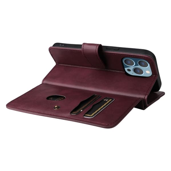 10-slot Lommebok Etui til iPhone 15 Pro - Vinrød Red