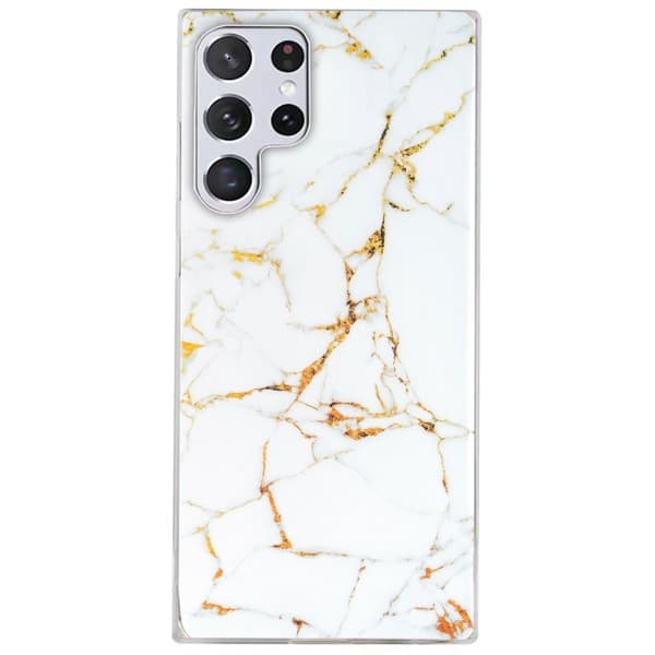 Marble Samsung Galaxy S22 Ultra Etui - Hvit White