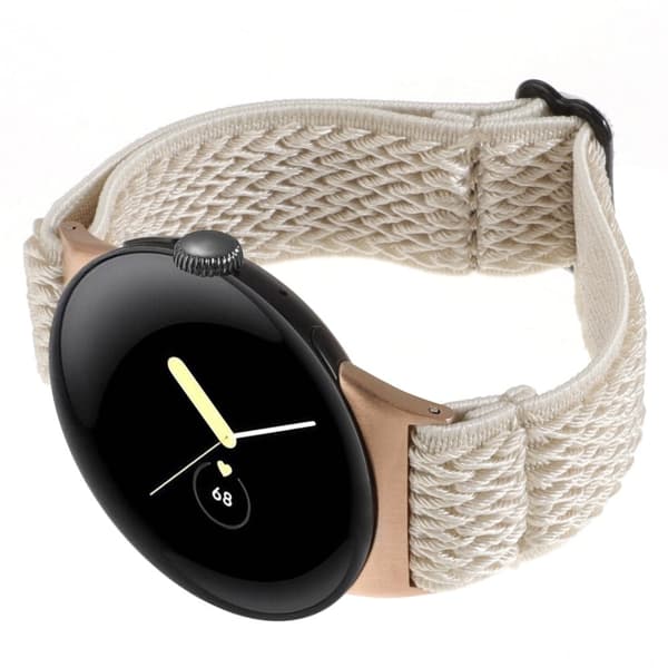 Google Pixel Watch 2 / Pixel Watch Nylonflätat klockarmband Wave handledsrem - Aprikos Brun